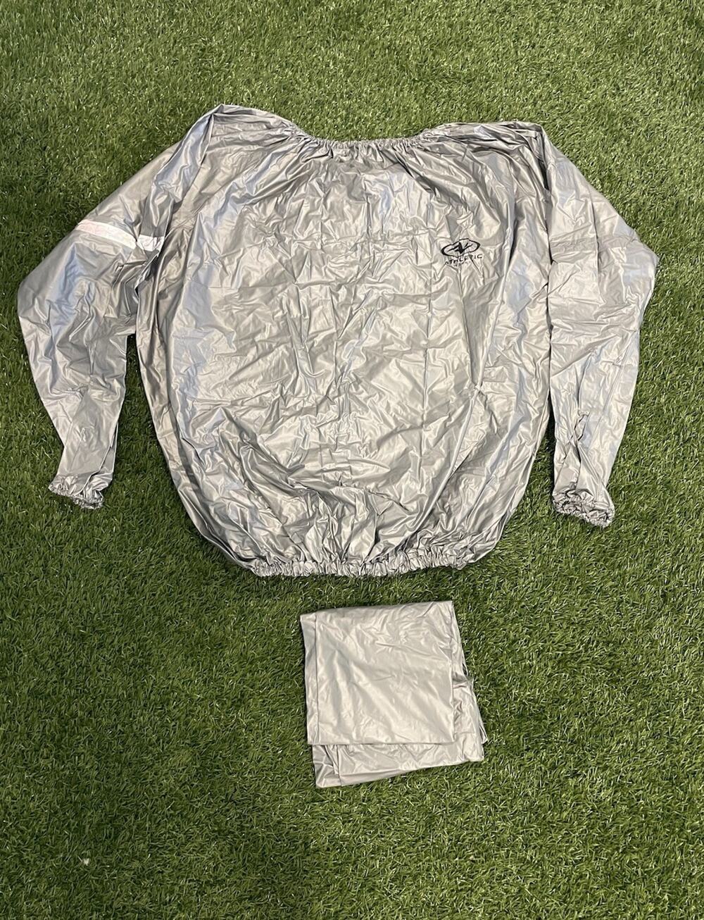 Athletic Works Silver Sauna Suit S/M Reflective Weight Loss Exercise 2-Pc